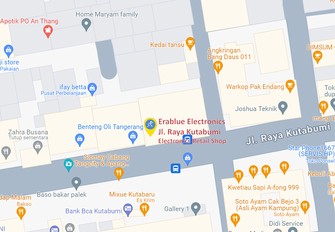 Peta ke toko EraBlue di  KO Taman Kutabumi A 2/12 dan A 2/12a, Desa Kutabumi, Kec. Pasar Kemis, Kab. Tangerang, Banten